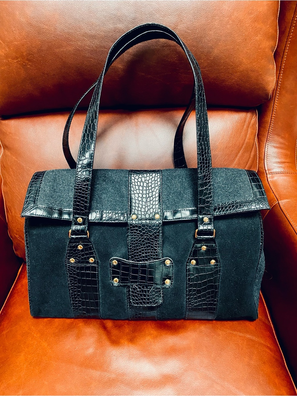 NEVER USED Elizabeth Arden Black Suede Weekend/Laptop/Carry On Bag